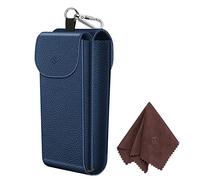 FINTIE Double Glasses Custodia con Gancio Moschettone, Portatile Custodia Protettiva in Similpelle Case AntiGraffio per Occhiali da Sole, (Blu Scuro)