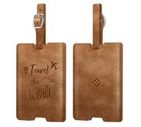FINTIE Etichette per Bagagli, [2 PACK] Viaggio Bagagli Tag per Valigia da Viaggio, Marrone scuro