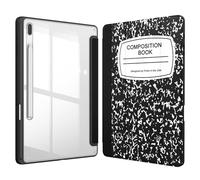 Fintie Hybrid Slim Case for Samsung Galaxy Tab S8 Plus 2022/S7 FE 2021/S7 Plus 2020 12.4 Inch with S Pen Holder, Shockproof Cover with Clear Transparent Back Shell, Auto Wake/Sleep, Composition
