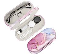 FINTIE Porta Lenti a Contatto con Occhiali, 2 in 1 Doppio Scomparto Custodia da Viaggio per Lenti a Contatto con Specchio Integrato