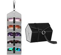 FINTIE Porta Occhiali Multiplo, Portaocchiali Multiplo da Viaggio con 5 Scomparti, Pieghevole Scatola Custodia Occhiali da Sole