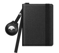 FINTIE Porta Passaporto con Holder per Airtag, Portafoglio da Viaggio Protezione RFID con Slot Carte di Credito per Donne/Uomini, Nero