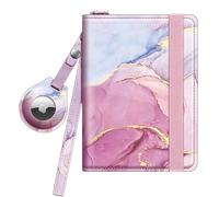 FINTIE Porta Passaporto con Holder per Airtag, Portafoglio da Viaggio Protezione RFID con Slot Carte di Credito per Donne/Uomini, Glorious Marble