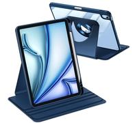 FINTIE Rotante Custodia per iPad Air 11 Pollici M3/M2 (2025/2024), iPad Air 5a/4a Gen 10,9" (2022/2020) con Portapenne - Girevole 360 Gradi Rotazione Cover con Retro Trasparente Case, Blu Scuro