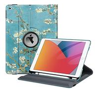 FINTIE Rotating Custodia per iPad 10.2 Pollici 9a / 8a / 7a Generazione (2021 2020 2019) con Built-in Pencil Holder - 360 Gradi di Rotante Cover Protettiva Case con Auto Svegliati/Sonno, Blossom