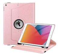 FINTIE Rotating Custodia per iPad 10.2 Pollici 9a / 8a / 7a Generazione (2021 2020 2019) con Built-in Pencil Holder - 360 Gradi di Rotante Cover Protettiva Case con Auto Svegliati/Sonno, Oro Rosa