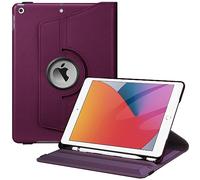 FINTIE Rotating Custodia per iPad 10.2 Pollici 9a / 8a / 7a Generazione (2021 2020 2019) con Built-in Pencil Holder - 360 Gradi di Rotante Cover Protettiva Case con Auto Svegliati/Sonno, Porpora