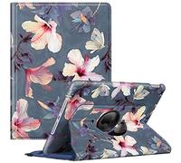 FINTIE Rotating Custodia per iPad 10.2 Pollici 9a / 8a / 7a Generazione (2021 2020 2019) con Built-in Pencil Holder - 360 Gradi di Rotante Cover Protettiva Case con Auto Svegliati/Sonno, Hibiscus