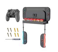 FINTIE Supporto da Parete per Nintendo Switch 2, Set di Supporto da Parete in Metallo con 1 Supporto per Controller, 12 Supporti per Schede di Gioco, Organizer Salvaspazio Dietro la TV, Nero