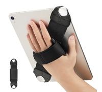 FINTIE Supporto Universale per 9-11 Pollici Tablet & eReader, [Girevole a 360 Gradi] Impugnatura Regolabile Portatile e Sicura Mano Cinturino Titolare per Tablet iPad/Samsung/Xiaomi, Nero