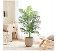 Finto albero di palma artificiale con 18 tronchi e vero Design corteccia, poliestere Premium, palma del paradiso tropicale in vaso (nero, 120CM)