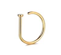 Finto anello da naso ad anello per setto nasale, in acciaio inox, a forma di D, punk, piercing per il corpo, gioiello hip hop, rock, con clip, pratico e professionale