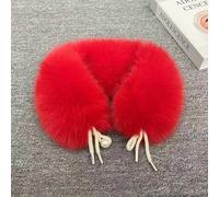 Finto collare, sciarpa invernale a forma di volpe, impreziosita da perle, scaldacollo spesso e caldo, per autunno e inverno (rosso)