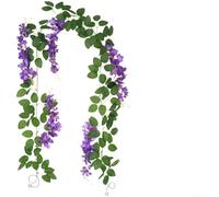 Finto glicine rampicante da appendere in fiori di seta e plastica, per matrimoni, ricevimenti, feste in giardino, set di oggetti di scena (014)