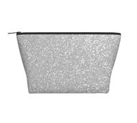 Finto glitter argento scintillante stampato, Borsa da toilette Borsa per trucco Borsa per cosmetici Borsa da toilette da viaggio portatile