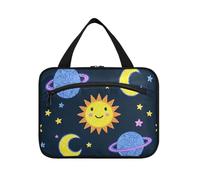 Finto Glitter Cartoon Sun Moon Hanging kit da toilette per gli uomini con gancio, borsa portatile di grande capacità per il trucco da viaggio trucco lavoro maletín para maquillaje L