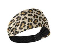 Finto Glitter Leopard Print Beige antiscivolo donna fascia elastica larga fascia per capelli da donna per tennis atletica sport palestra escursionismo