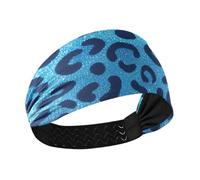Finto Glitter Leopard Print Blu antiscivolo fascia titolare organizzatore elastico fasce per il sudore per le donne per tennis Pallavolo Pallavolo Allenamenti