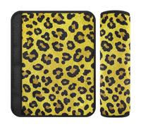 Finto glitter leopardato giallo confezione da 2 cuscinetti imbottiti per cintura di sicurezza per fermare il taglio della cintura di sicurezza nel collo, copertura per cintura di sicurezza auto per