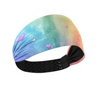 Finto Glitter Rainbow Heart no slip baseball fascia elastica larga fascia per capelli da donna per lavare il viso lavaggio viso Pallavolo Calcio