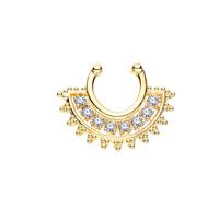 Finto Piercing Naso1 Pezzi Acciaio Inossidabile Falso Clip su Gioielli con Piercing Finto Non Forato Forma a U con zirconi cubici, Oro, 10x1.5mm