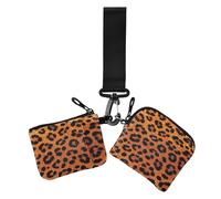 Finto portafoglio con glitter leopardato arancione doppio portamonete porta carte di credito portafoglio minimalista organizer per denaro con cinturino da polso per donna confezione da 2, Falso