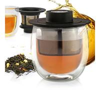 Finum 4246700 - Bicchiere DP con Filtro e Coperchio Hot Glass System, 200 ml, Colore: Nero