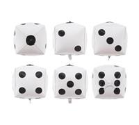 Finypa Grandi palloncini a forma di dado, 30,5 cm, decorazioni per feste, dadi gonfiabili 4D in alluminio Mylar per serate di gioco a Las Vegas, compleanno, laurea, ballo di fine anno (bianco, 6 pezzi
