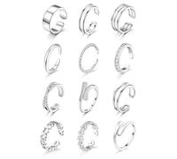 FINZOR 12 anelli per dita dei piedi da donna, in oro 14 carati, non si ossidano, regolabili, semplici da abbracciare, con zirconia cubica, per l'estate, da spiaggia, gioielli da donna, One Size, Rame