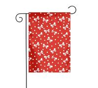 Fiocchi bianchi a pois su bandiera rossa da giardino 30 x 45 cm verticale su entrambi i lati decorazione per casa colonica vacanze esterne bandiera cortile