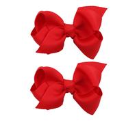 Fiocchi da bambina in nastro grosgrain liscio e grazioso, ben incollati, con chiusura a moschettone sicura, rossi (2 pezzi)