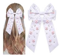 Fiocchi da baseball da donna, accessori per capelli da softball, con strass, grandi nastri per capelli da baseball, accessori per il giorno del gioco sportivo, accessori per la mamma, accessori per la