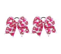 Fiocchi da capo rosa per cancro al seno, 2 pezzi elastici rosa per capelli, decorazioni per il cancro al seno rosa e accessori per la ricognizione, articolo grande per ragazze cheerleader e