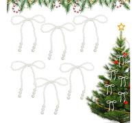Fiocchi Di Natale Per Albero - 6 Pezzi Strass Moderno, Ornamenti Natalizi Con Fiocchi Perle Finte Per Soggiorno Finestra Mensola Corona Ghirlanda Matrimonio