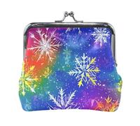 Fiocchi di neve dai colori vivaci in pelle PU piccola moneta unico mini portafoglio porta carte per uomo donna viaggio