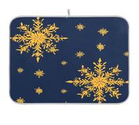 Fiocchi di neve Giallo Senape e Blu Denim Tappetino per asciugare i piatti per il bancone della cucina opaco tappetino per asciugatrice da cucina tappetino in microfibra xl 18 x 24
