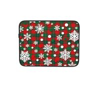 Fiocchi di neve Verde Rosso Plaid Laptop Sleeve Bag Computer Pouch | Custodia protettiva morbida a 13 pollici per tablet con chiusura lampo per computer