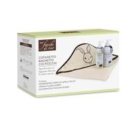 Fiocchi di Riso - COFANETTO BAGNETTO COI FIOCCHI - Kit per un bagnetto coi fiocchi - Detergente Corpo e Capelli Talco, Crema Fluida Corpo, Accappatoio - IDEA REGALO