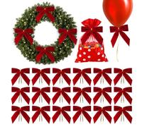 Fiocchi Di Velluto Per Albero Di Natale | 24 Pezzi Decorazioni Stagionali In Velluto Per Albero Di Natale | Fiocchi Da Regalo Ghirlanda Decorativa - Per Interno Ed Esterno Lavoretti Casa Ghirlanda