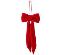 Fiocchi lunghi in velluto di Natale, fiocco in velluto vintage, ornamenti per le vacanze, per albero di Natale, ghirlande, decorazioni fai da te (12 cm rosso)