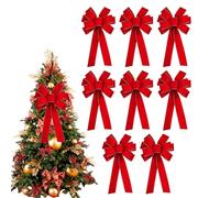 Fiocchi natalizi - Fiocco rosso in velluto per albero di Natale - 8 pezzi natalizi per decorazione di finestre, caminetto, porta esterna, giardino