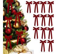 Fiocchi natalizi in velluto, grandi, 26 x 13 cm, ornamenti in peluche cremisi per albero, porta e ghirlanda, decorazioni per interni ed esterni, decorazioni per feste, caminetto, decorazioni per feste