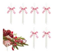 Fiocchi natalizi per l'albero di Natale, 6 pezzi, riutilizzabili | Fiocchi per albero di Natale con perle, per ganci da porta, corona, davanzale, matrimonio e compleanno