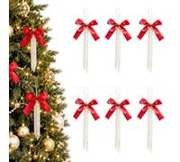 Fiocchi natalizi per l'albero di Natale, 6 pezzi, riutilizzabili | Fiocchi per albero di Natale con perle, per ganci da porta, corona, davanzale, matrimonio e compleanno