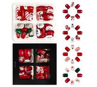 Fiocchi Neve Stampa Sulle Unghie 96 Rosso Verde Glitter Design Natalizio Finte Per Le Donne Feste Festive Luccicanti Stampa Sulle Accessori Per Feste
