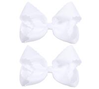 Fiocchi per capelli bianchi per ragazze, 2 pezzi, nastro grosgrain da 12,7 cm, bordo smerlato, con clip a coccodrillo, per bambine, adolescenti, fiori, ragazze, donne, concorsi di matrimonio, prima