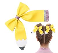 Fiocchi per capelli | Clip di colore giallo con disegno a | Fiocchi per ragazze 9,9 cm | Per ragazzi e ragazze in vacanza, festival, feste di compleanno e styling a coda di cavallo