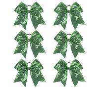 Fiocchi per capelli da cheerleader, 6 fasce natalizie con paillettes verdi, comode fascette elastiche per sport, feste e uso quotidiano