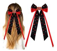 Fiocchi per capelli da donna, accessori per capelli da donna, con grande fiocco con clip, rosso e blu, accessori per il giorno del gioco, abbigliamento sportivo, squadra, calcio, mamma, accessori