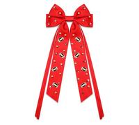 Fiocchi per capelli da donna, accessori per capelli da donna, con grande fiocco con clip, rosso e blu, accessori per la giornata del gioco, abbigliamento sportivo, squadra, calcio, mamma, accessori